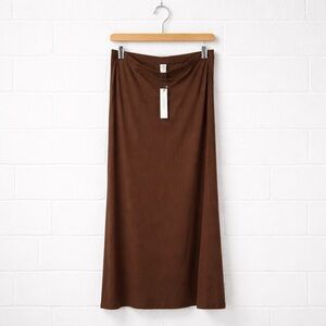 Commense Deep Brown Maxi Skirt - Straight Silhouette